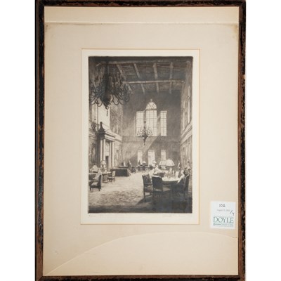 Lot 102 - Chester B. Price [LIBRARY INTERIOR] Drypoint,...
