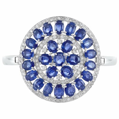Lot 198 - White Gold, Sapphire and Diamond Bangle Bracelet