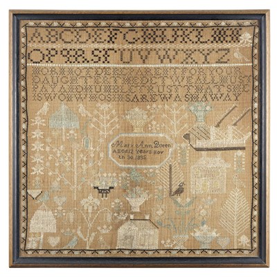 Lot 287 - American Needlework Sampler Worked by Mary Ann...