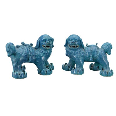 Lot 372 - Pair of Chinese Robin's-Egg Blue Glazed...