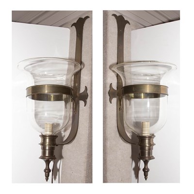 Lot 286 - Pair of Baroque Style Brass and Glass Sconces...