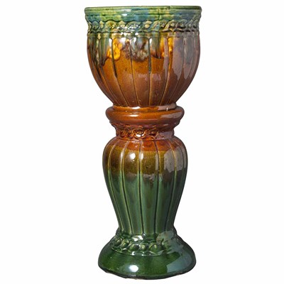 Lot 223 - Majolica Style Green Glazed Jardiniere on...