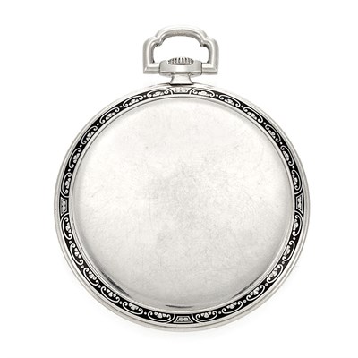Lot 191 - Art Deco Platinum and Black Enamel Pocket Watch, Tiffany & Co., with White Gold Watch Fob