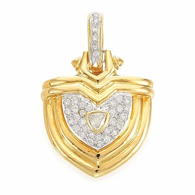 Lot 725 - Two-Color Gold and Diamond Pendant