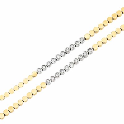Lot 281 - Pair of Gold and Diamond Bracelets
