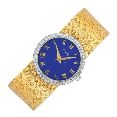 Lot 154 - Gold, Lapis and Diamond Wristwatch, Piaget