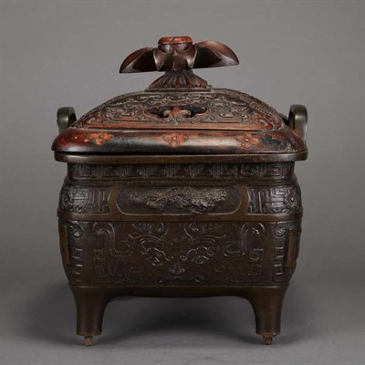 Lot 458 - Chinese Bronze Censer 19th Century Of squared...