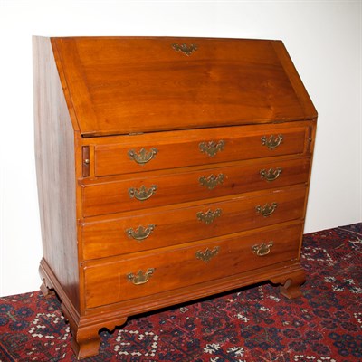 Lot 178 - Chippendale Cherry Slant Front Desk Probably...