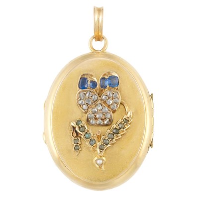 Lot 70 - Antique Gold, Diamond, Sapphire, Emerald and Split Pearl Locket