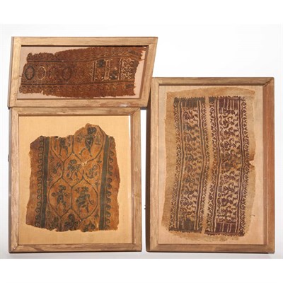 Lot 349 - Group of Seven Framed Coptic Textiles Late...