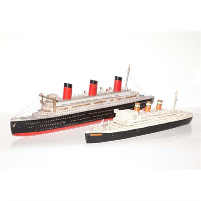 Lot 306 - Pair of Painted Wood Oceanliners Comprising...