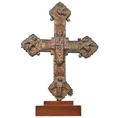 Lot 582 - Romanesque Champleve Enamel and Gilded Copper...