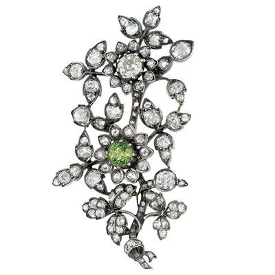 Lot 181 - Silver, Gold, Diamond and Peridot Garland Brooch