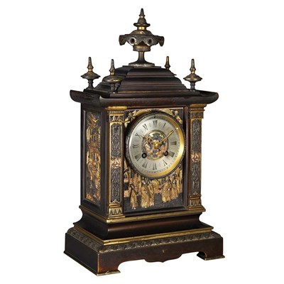 Lot 321 - Parcel Gilt and Silvered-Bronze Mantel Clock...