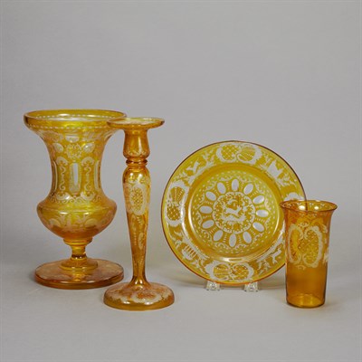 Lot 108 - Group of Bohemian Style Amber Stained and...