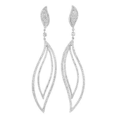 Lot 71 - Pair of White Gold and Diamond Pendant-Earrings