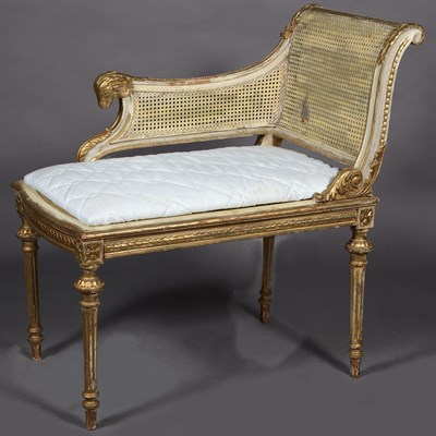 Lot 183 - Louis XVI Style Gray and Gold Painted Bench...