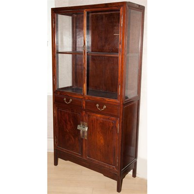 Lot 438 - Chinese Hardwood and Huanghuali Cabinet With...