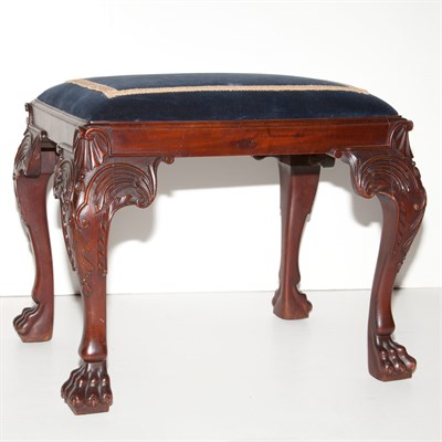 Lot 346 - George II Style Mahogany Upholstered Stool On...