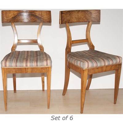 Lot 323 - Set of Six Biedermeier Style Burl-Wood Dining...
