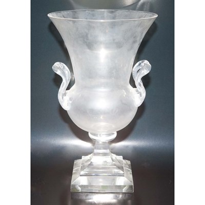 Lot 536 - Steuben Style Glass Two Handled Vase Height 12...
