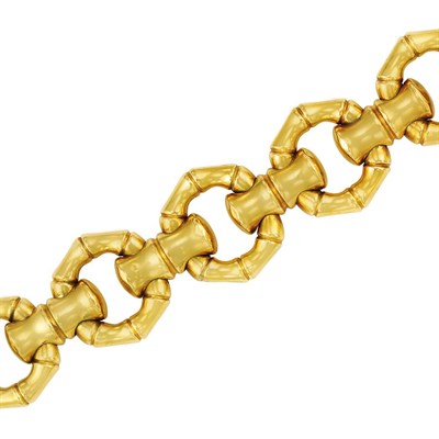 Lot 258 - Gold Bamboo Link Toggle Bracelet