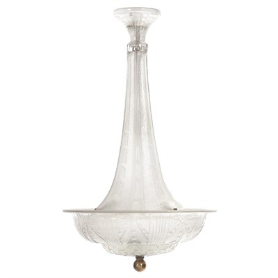 Lot 446 - Daum Art Deco Acid Etched Glass Chandelier...