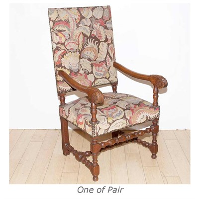 Lot 630 - Pair of Jacobean Style Armchairs