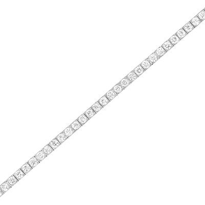 Lot 105 - Platinum and Diamond Straightline Bracelet, Tiffany & Co.