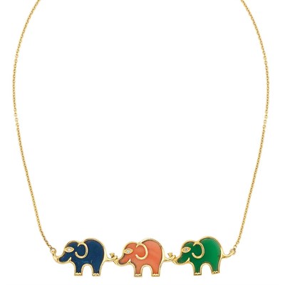 Lot 21 - Gold, Hardstone and Diamond Elephant Chain Necklace, Van Cleef & Arpels