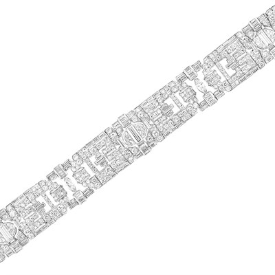 Lot 646 - Art Deco Platinum and Diamond Bracelet