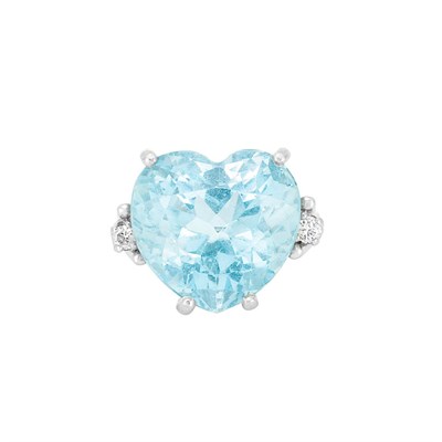 Lot 224 - Platinum, Aquamarine and Diamond Ring, J.E. Caldwell & Co.