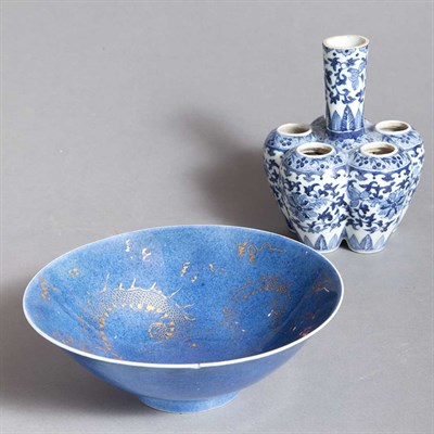 Lot 433 - Chinese Blue and White Porcelain Vase;...
