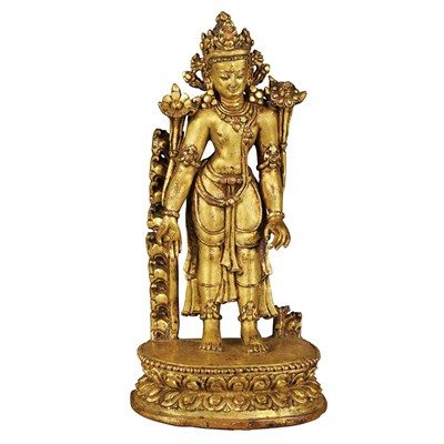 Lot 54 - Nepalese Gilt-Bronze Standing Avalokitesvara...