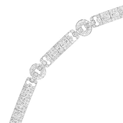 Lot 634 - Art Deco Platinum and Diamond Bracelet