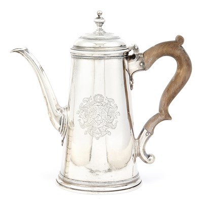Lot 211 - George II Silver Coffee Pot Peze Pilleau,...