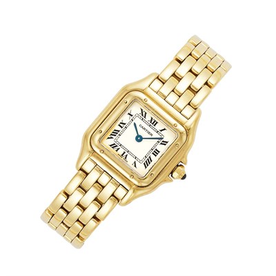 Lot 162 - Lady's Gold 'Panther' Wristwatch, Cartier