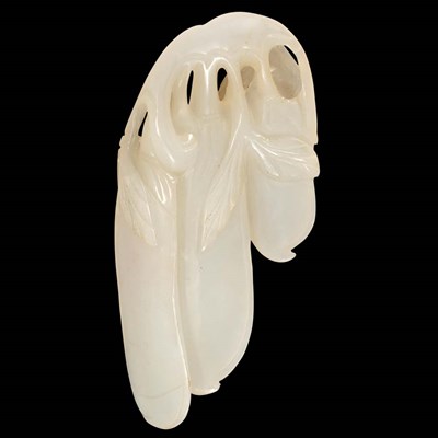 Lot 69 - Chinese White Jade Carving of Peapods 19th...