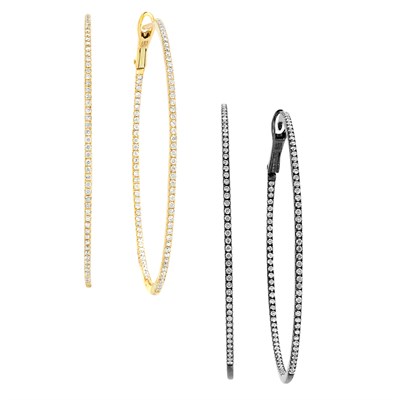 Lot 37 - Two Pairs of Diamond Hoop Earrings
