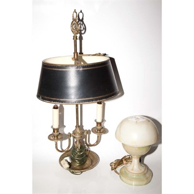 Lot 235 - Georgian Style Brass Bouillotte Lamp; Together...