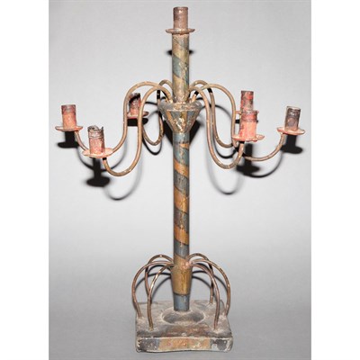 Lot 460 - American Tole Painted Six-Light Candelabra...
