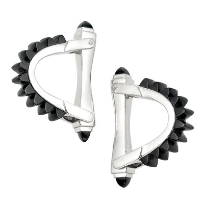 Lot 203 - Pair of White Gold and Black Onyx Stirrup Cufflinks