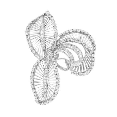 Lot 580 - Platinum and Diamond Bow Clip, Mauboussin, Paris