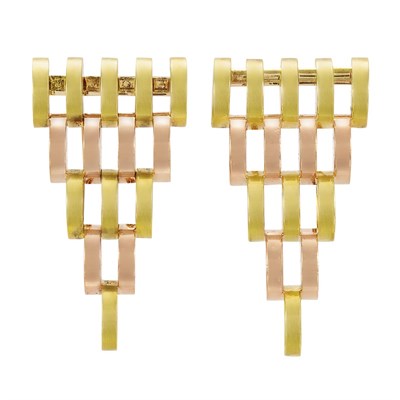 Lot 85 - Pair of Retro Yellow and Rose Gold Clips