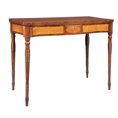 Lot 129 - Federal Birch Inlaid Mahogany Fold-Over Games...