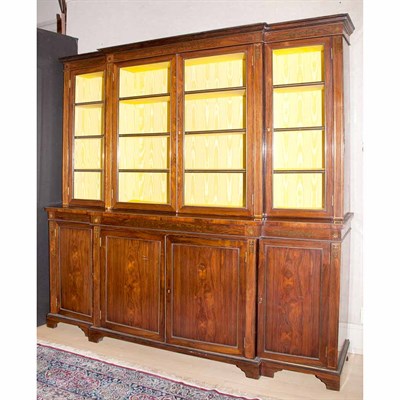 Lot 312 - Regency Style Brass Inlaid Rosewood Breakfront...