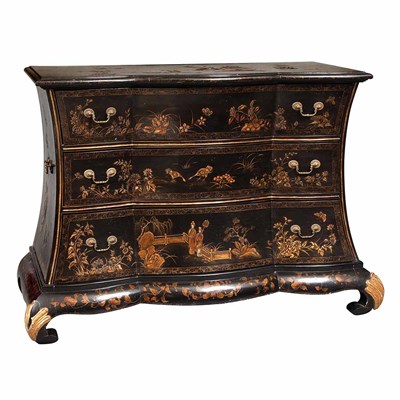 Lot 120 - Chinoiserie Decorated Black Lacquered Commode...
