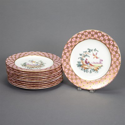 Lot 128 - Set of Twelve Sevres Style Gilt Decorated...