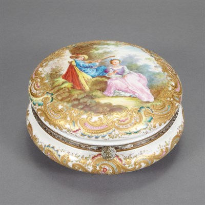 Lot 116 - Sevres Style Gilt-Bronze Mounted Porcelain Box...