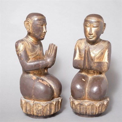 Lot 338 - Pair of Thai/Burmese Gilt-Wood Figures of...